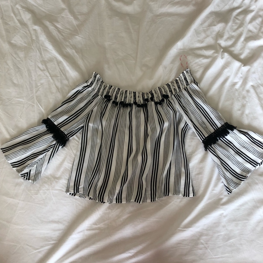 cropped off the shoulder top